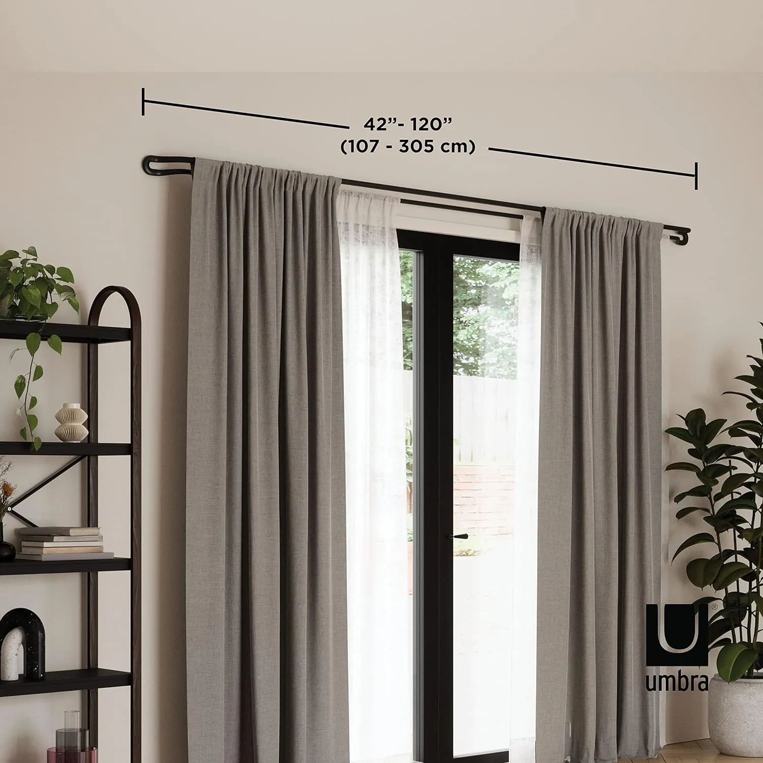 Umbra Midnight Double Blackout Curtain Rod, Black