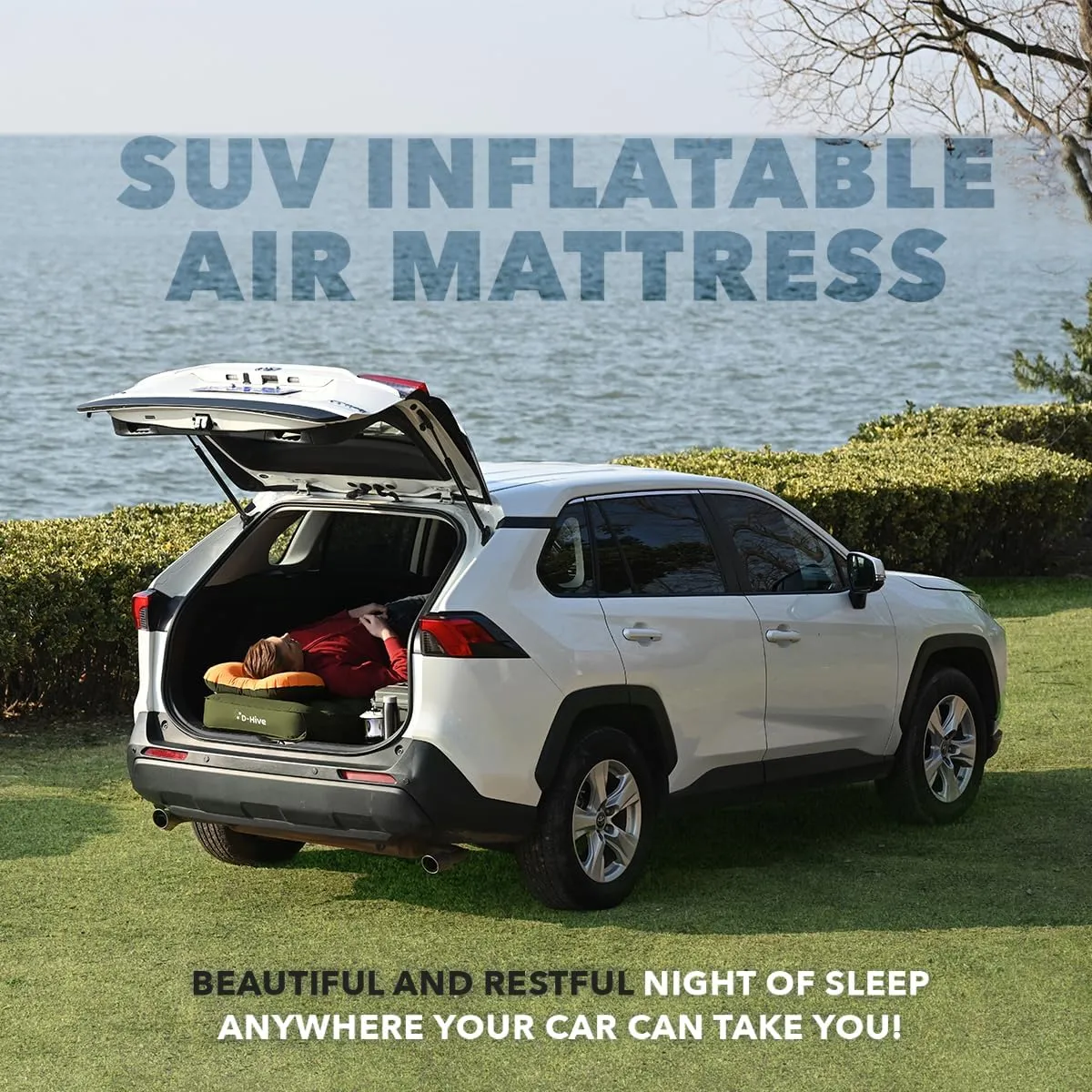 Unbeatable Durability SUV Air Mattress for Car Camping, Durable Extra Thick 300D Oxford Fabric, Quick Easy Set-Up w/Electric Pump, Car Bed Mattress, Forrest Green