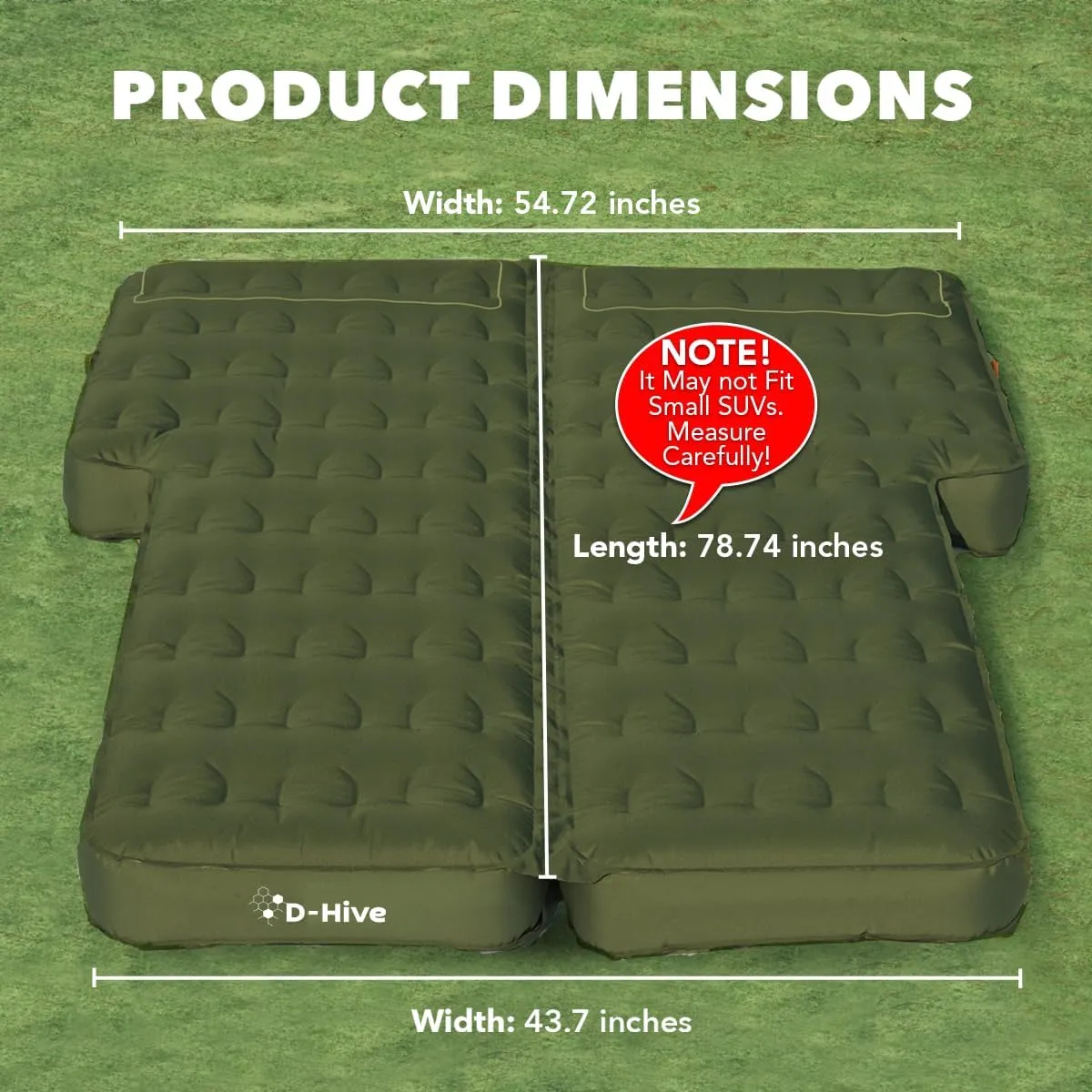 Unbeatable Durability SUV Air Mattress for Car Camping, Durable Extra Thick 300D Oxford Fabric, Quick Easy Set-Up w/Electric Pump, Car Bed Mattress, Forrest Green