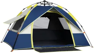 Upgrade Pop Up Tent for 3-4 Person Family Camping, Instant Automatic Tent, Portable Waterproof Sun Shelter for Hiking, Beach, Outdoor Camping