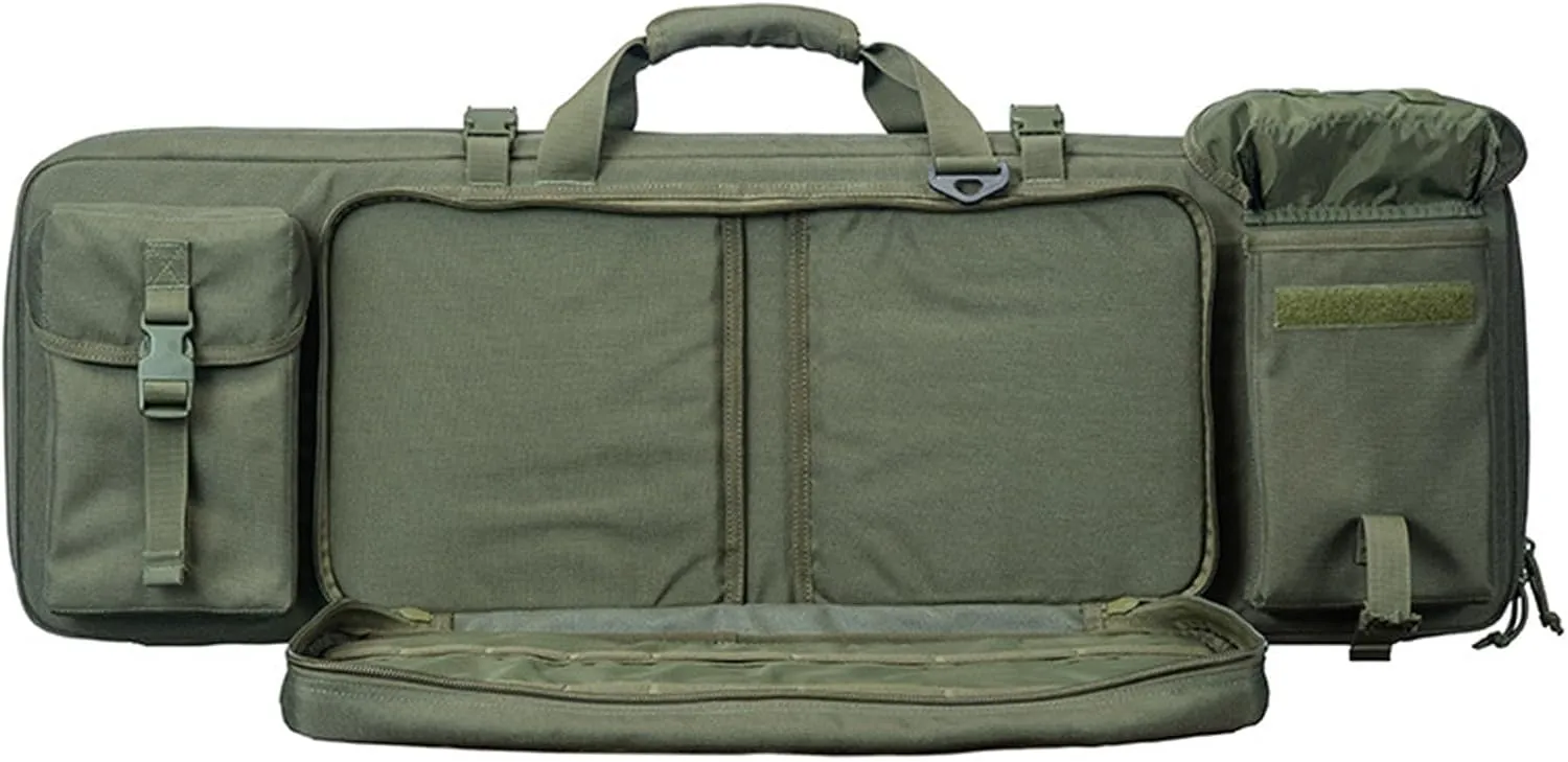 Urban Warfare Tactical Double Long Gun Bag Case Backpack W/Pistol Handgun Case, Lockable Zipper, Padded Side Carry Strap(Black,42in)