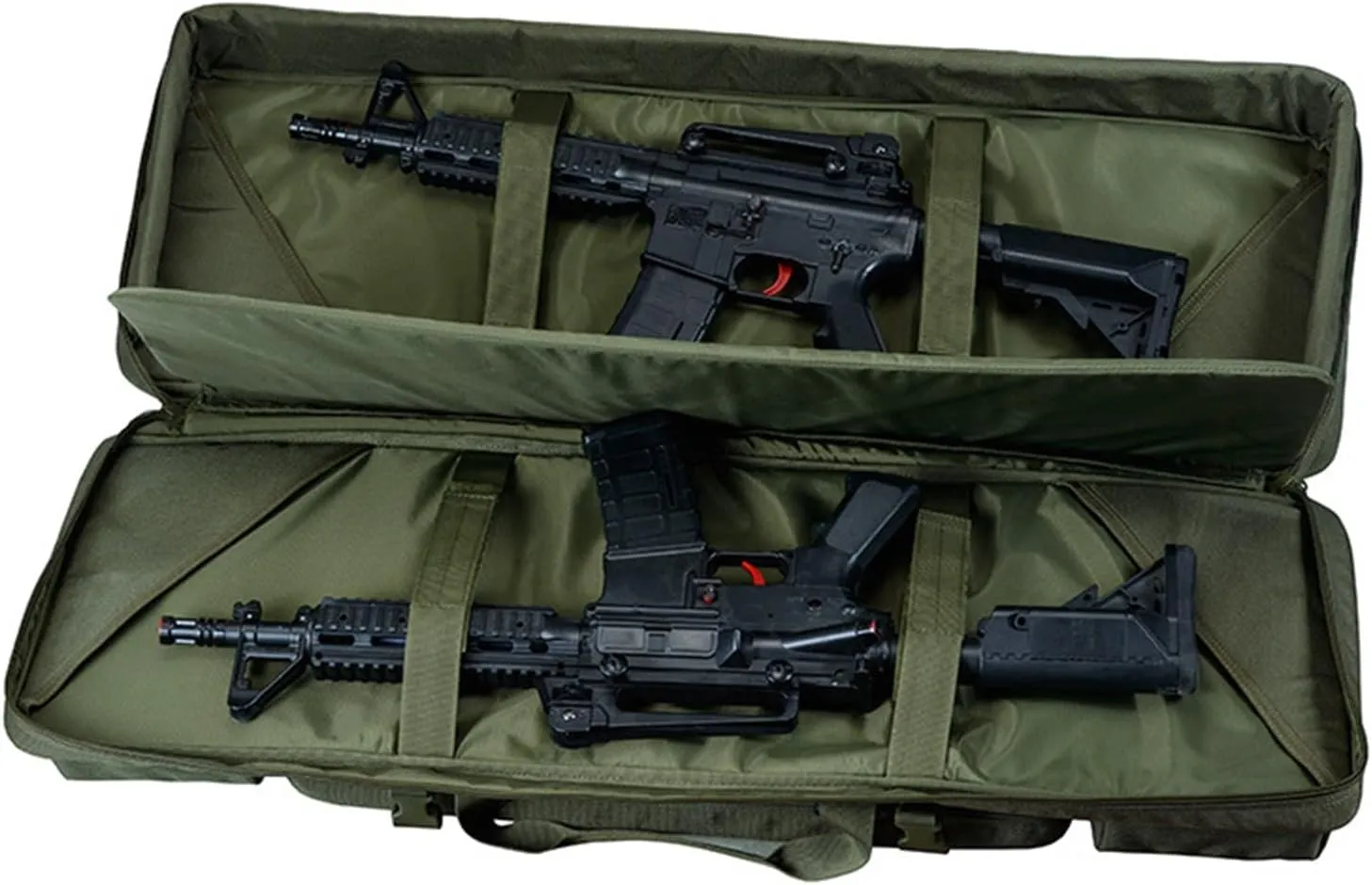 Urban Warfare Tactical Double Long Gun Bag Case Backpack W/Pistol Handgun Case, Lockable Zipper, Padded Side Carry Strap(Black,42in)