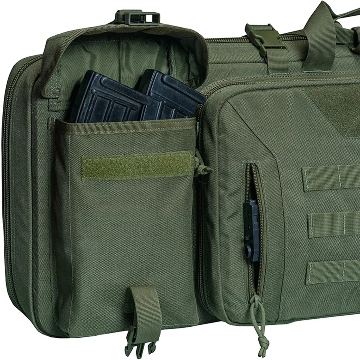 Urban Warfare Tactical Double Long Gun Bag Case Backpack W/Pistol Handgun Case, Lockable Zipper, Padded Side Carry Strap(Black,42in)