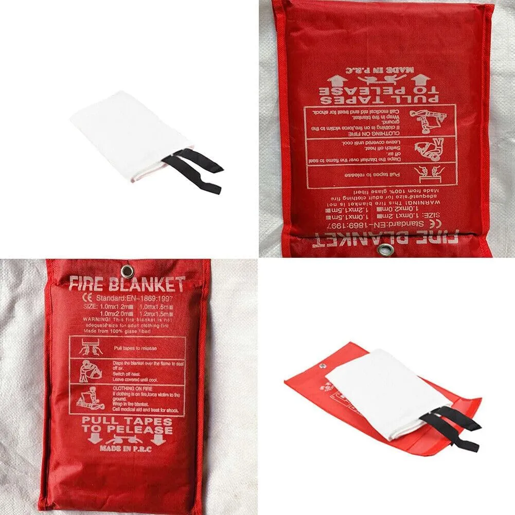 US Fire Blanket Fiberglass Fire Emergency Blanket Survival Safety Cover 1mx1m (1 Pack,3.28x3.28 Ft)