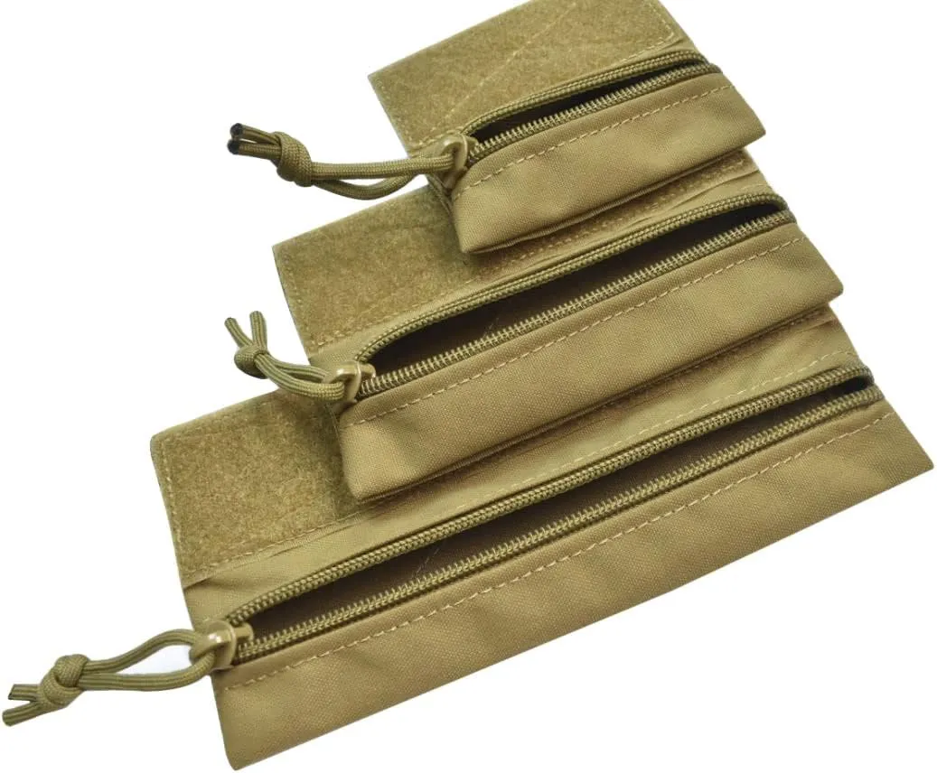 Utility Tactical Zipper Pouch with Hook Plate Small Carrying Kit Tool Pouch as Coin Purse Keychain, Case Wallet
