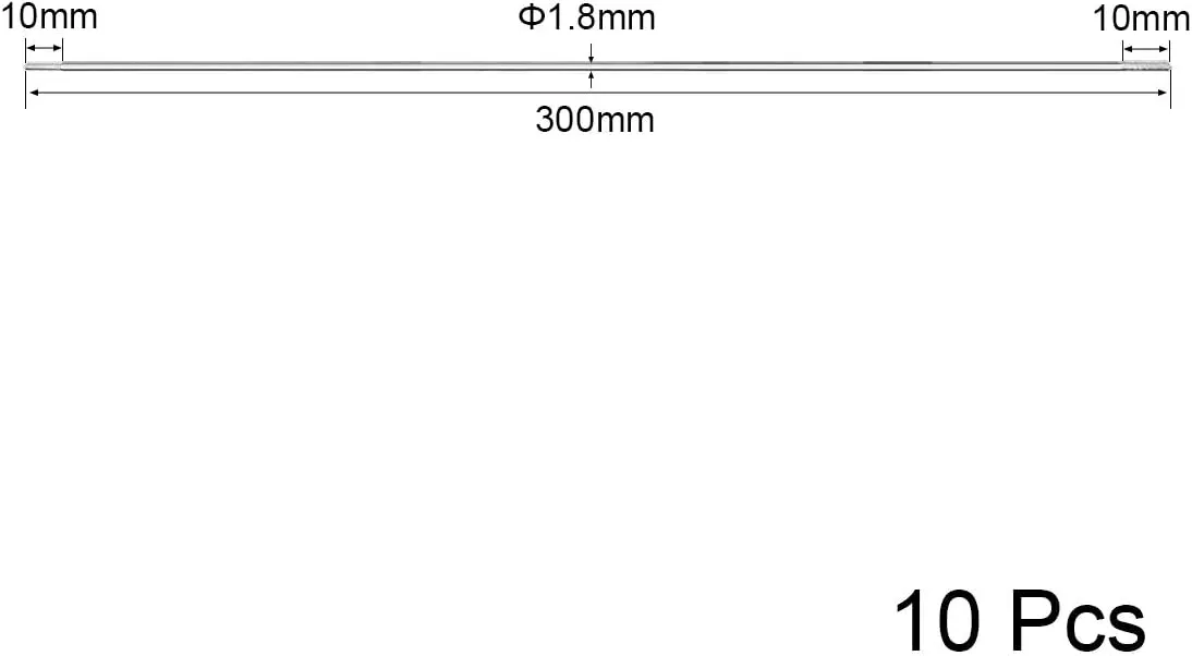 uxcell M2x300mm Pushrod Connector Stainless Steel Rod Linkage,for RC Boat,Car,Airplane,Helicopter,10pcs