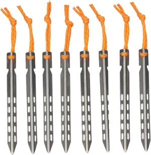 V-Shaped Tent Pegs, 8 Pcs Titanium Tent Pegs, 16cm Ultralight Tent Nails Outdoor Camping Tent Stakes Portable Camping Tent Stakes V-Shaped Tent Pegs with Pull Cords for Outdoor