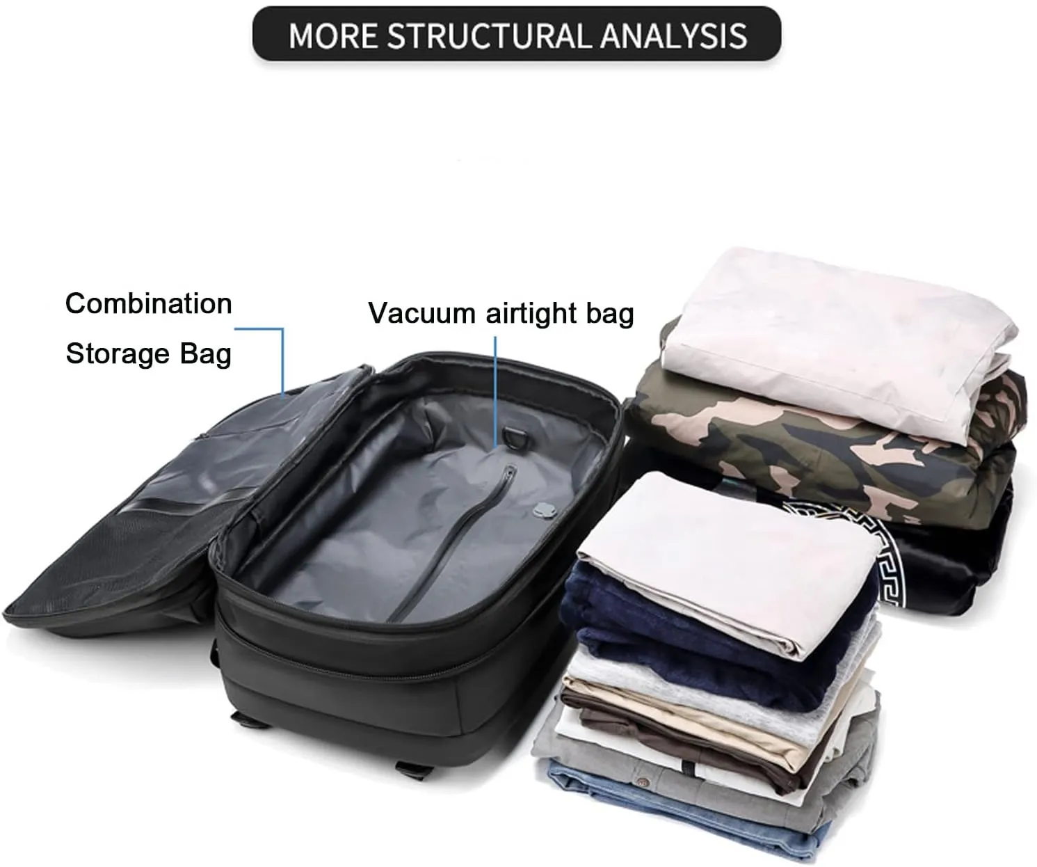 Vaccage-Vaccage Backpack, 60L Expandable Vaccage Bag with Pump, Waterproof Anti Theft Vacuum Back Pack for Travel & Business (Blue Vacuum Pump)
