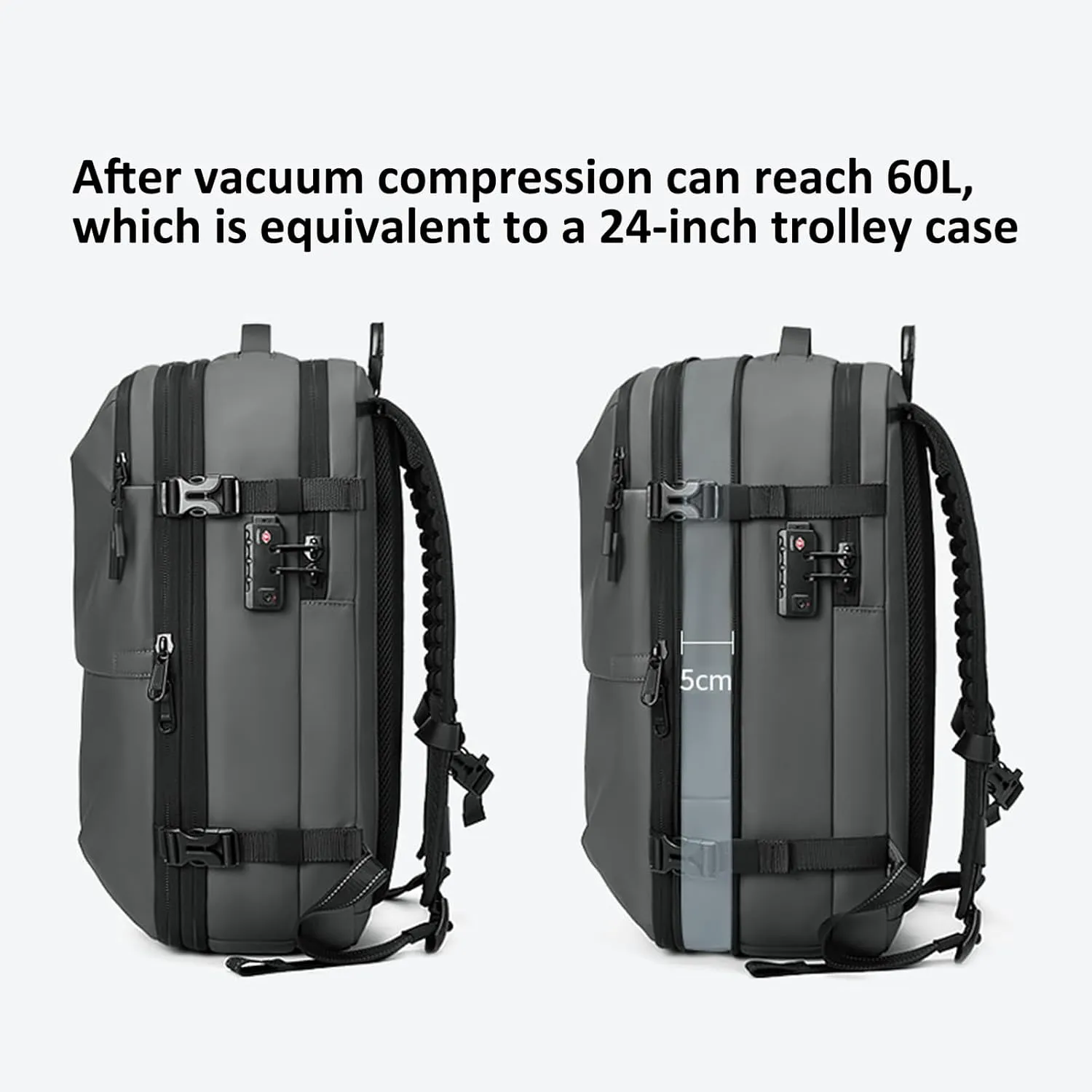 Vacpack Backpack, Airbag Backpack, Backpack with Vacuum Compression, Airpack Backpack with Pump, 60L Large Capacity Waterproof Anti-Theft Travel Backpack (A-Green&Vacuum Pump)