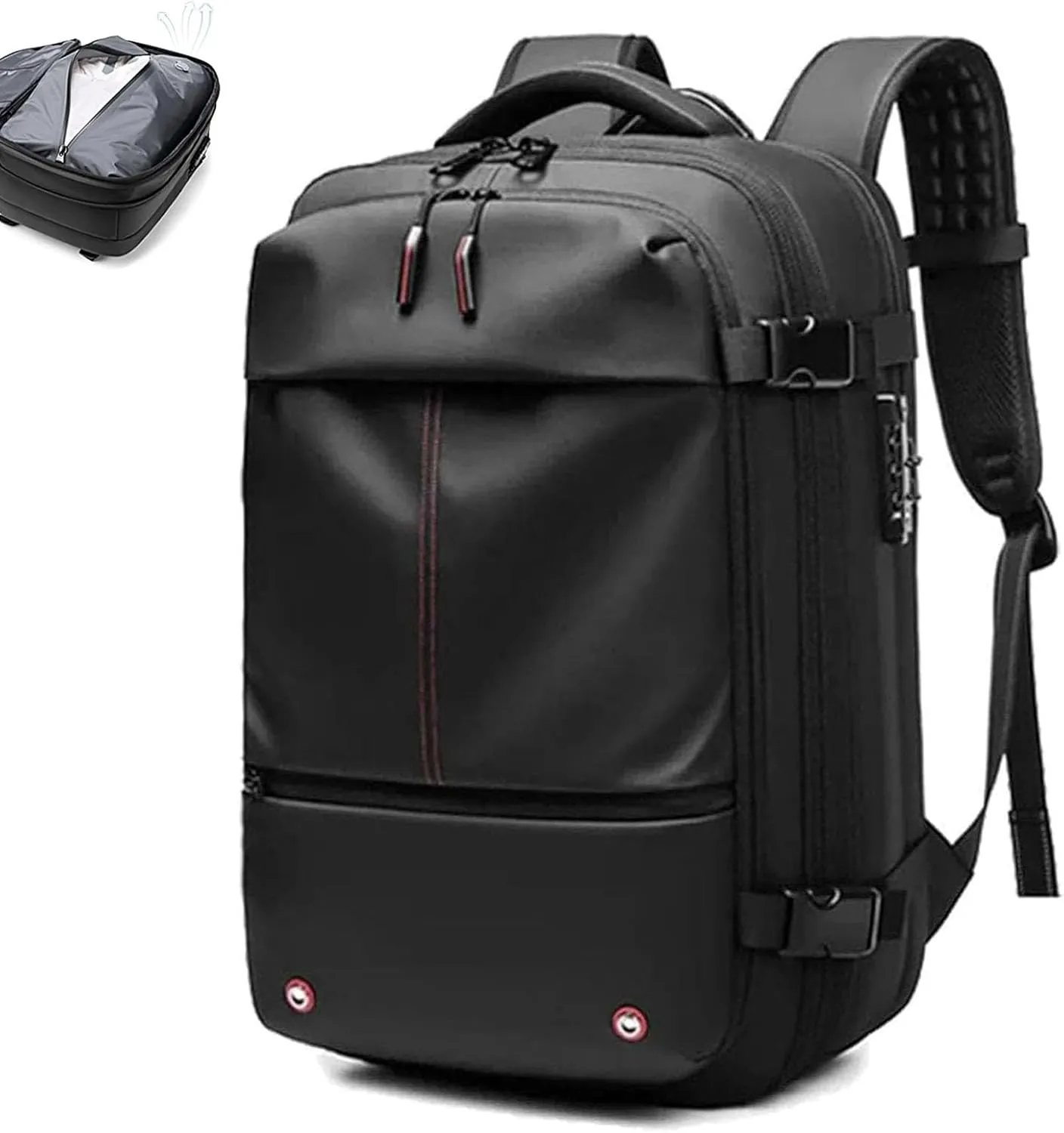Vacpack Backpack, Expandable Vacpack Backpack, Large Capacity Vacuum Compression Travel Backpack (Black)