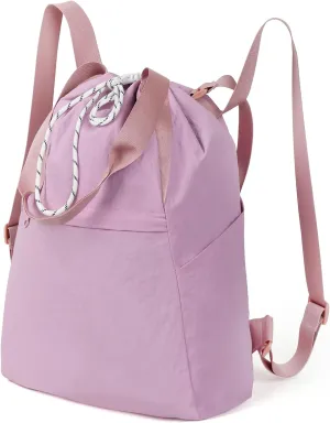 Valleycomfy Drawstring Backpack with Wet Pocket,Waterproof Drawstring Bag,Gym Backpack for Beach,Pool,Swim and Travel,Purple