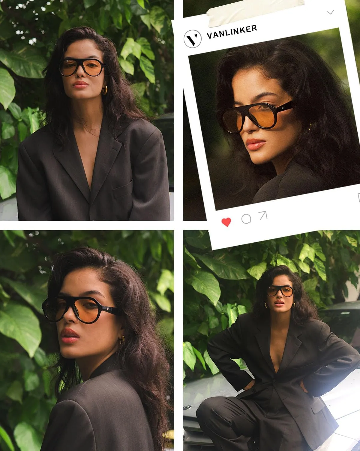VANLINKER Retro Aviator Polarized Sunglasses for Men Women Trendy 70s Vintage Plastic Frame Sun Glasses VL9750