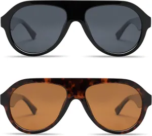 VANLINKER Retro Aviator Polarized Sunglasses for Men Women Trendy 70s Vintage Plastic Frame Sun Glasses VL9750