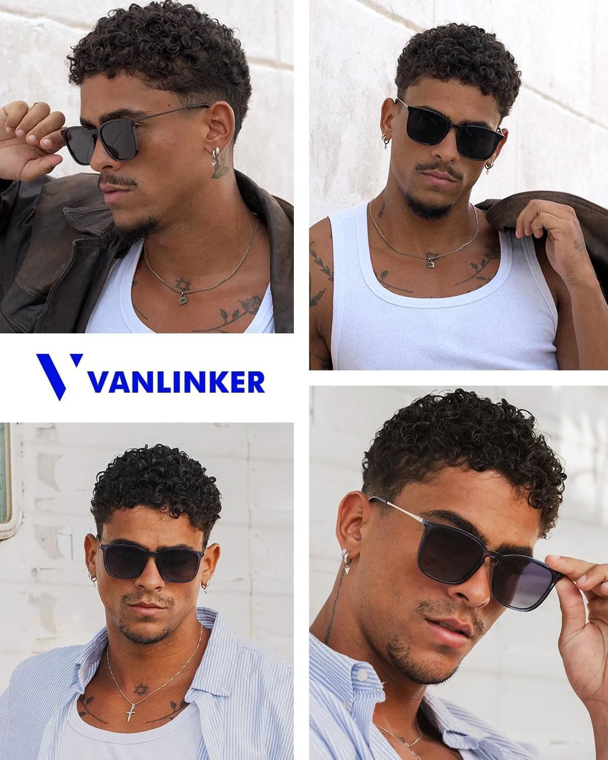 VANLINKER Vintage Square Polarized Sunglasses Men Women Classic Trendy Rectangle Metal Frame Sun Glasses VL9771