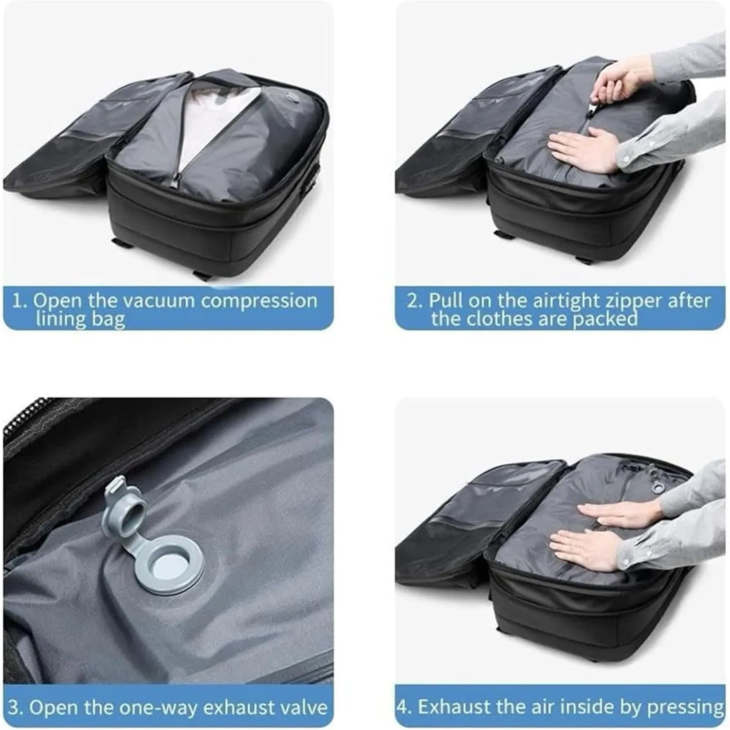 Veloutte Travel Backpack, Veloussette Space Bag, Velouette Space Bag, Vacpack Backpack with Vacuum, Travel Smart with Vacuum Compression & Waterproof Design (A)
