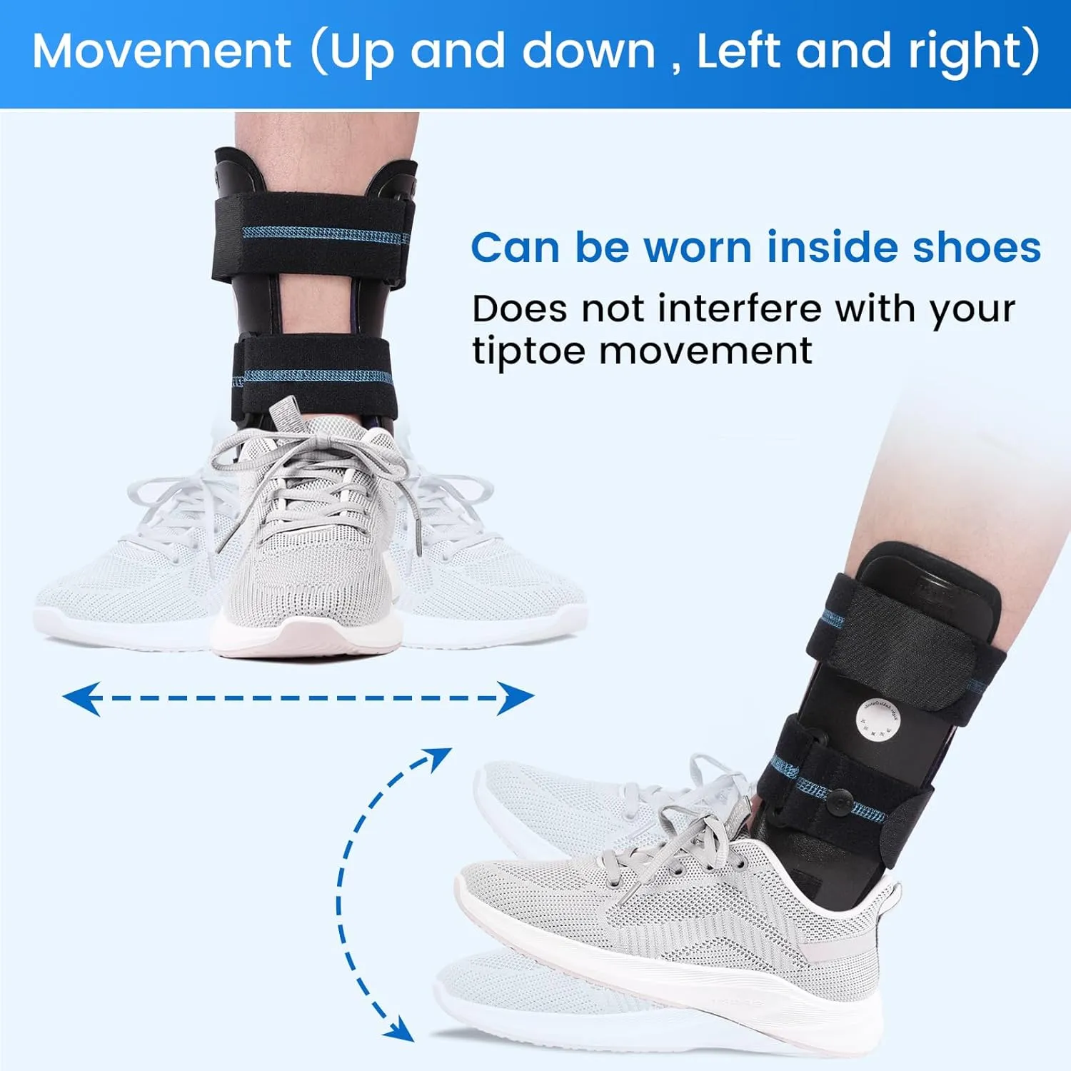 Velpeau Air Gel Foam Ankle Stabilizer Support Brace for Sprained Ankle, Ligament Injury, Tendonitis, Adjustable Rigid Stirrup Ankle Splint for Women and Men (Foam Version, Large, Left Foot)