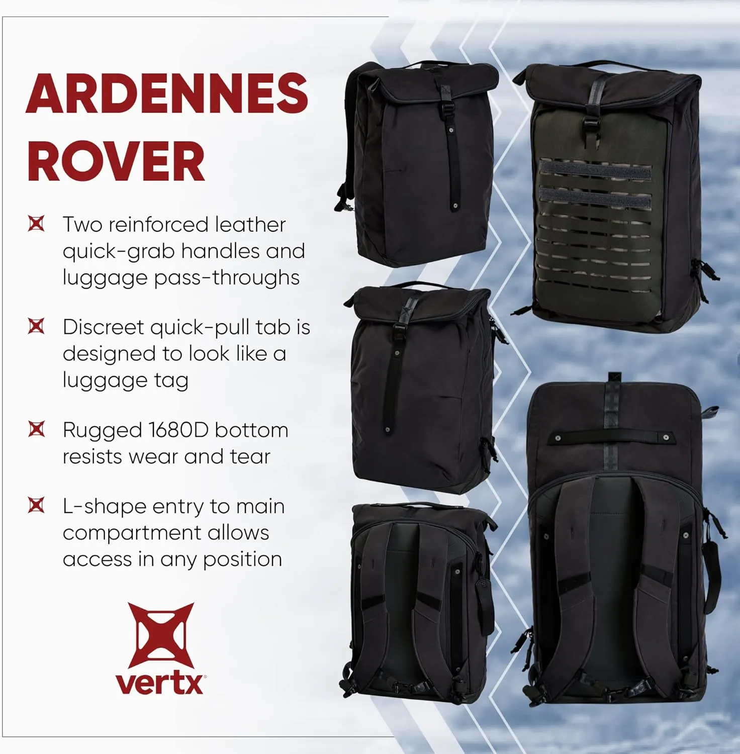 Vertx Ardennes Mens Tactical Backpack Medium Molle Laptop Rucksack for Travel, Work, Outdoor Utility Gear Bag, Canvas, Rover Ash Grey