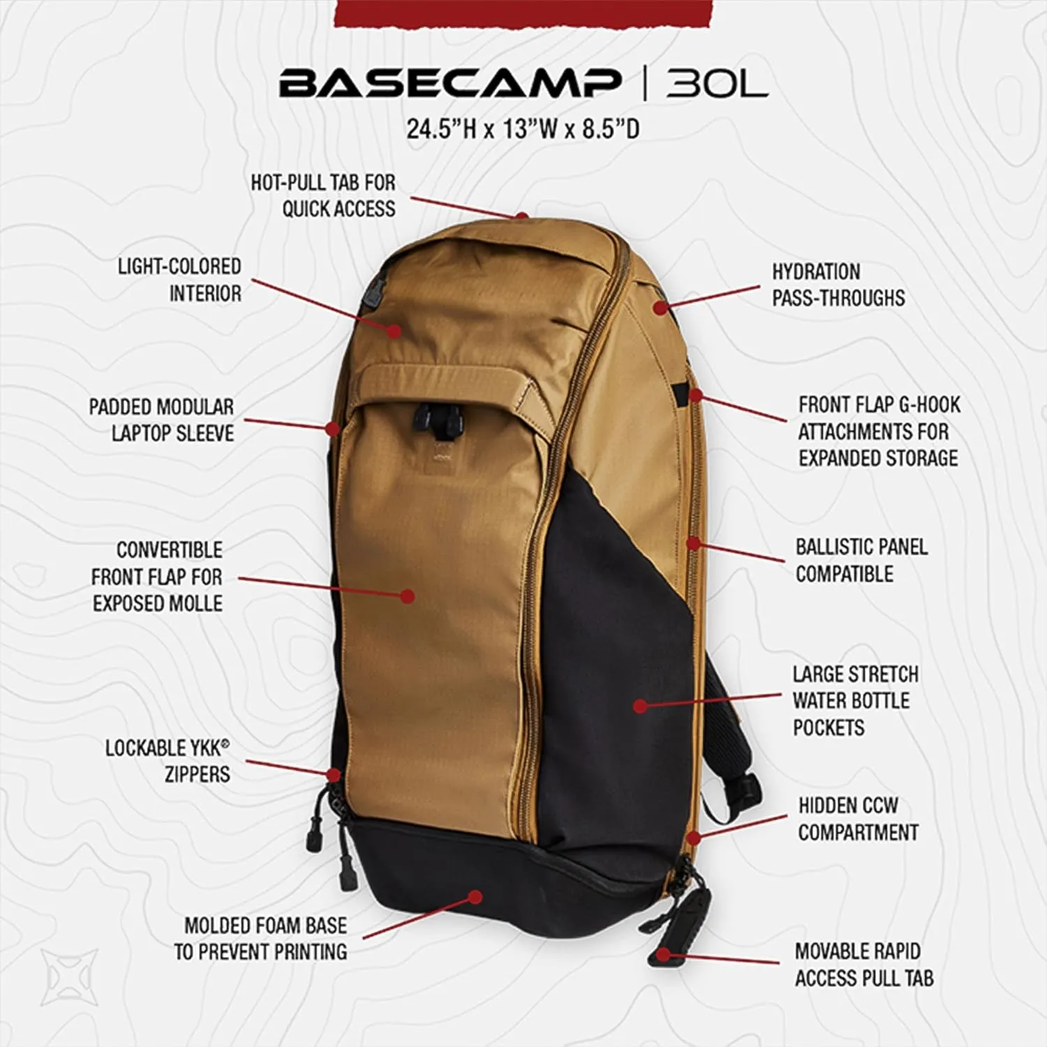 Vertx Basecamp EDC Tactical Backpack 30L for Conceal Carry, Hiking, Overlanding, Travel, Work, Tactical Gear, It's Black