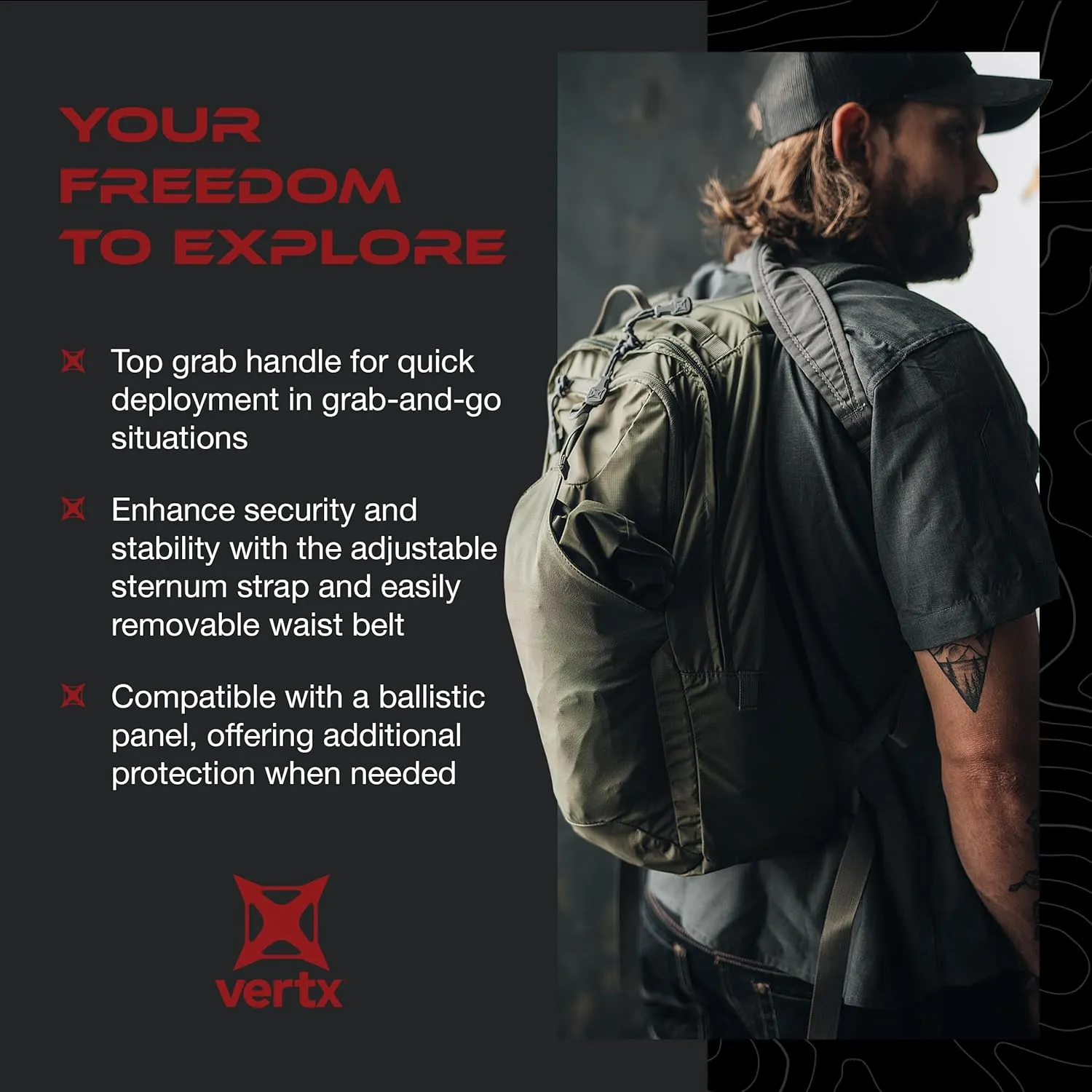 Vertx Long Walks Pack 15L Tactical Backpack Concealed Carry EDC Gear Bag for CCW, Travel, Work, Hiking, Outdoors, It's Black