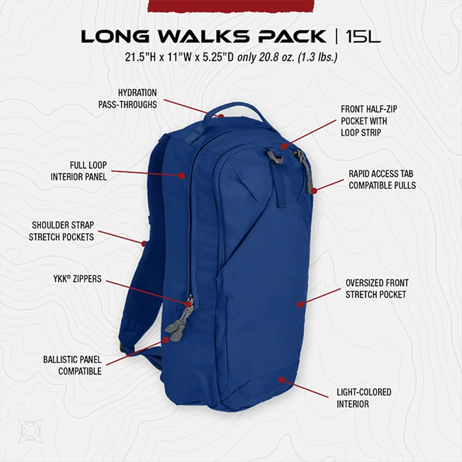 Vertx Long Walks Pack 15L Tactical Backpack Concealed Carry EDC Gear Bag for CCW, Travel, Work, Hiking, Outdoors, It's Black