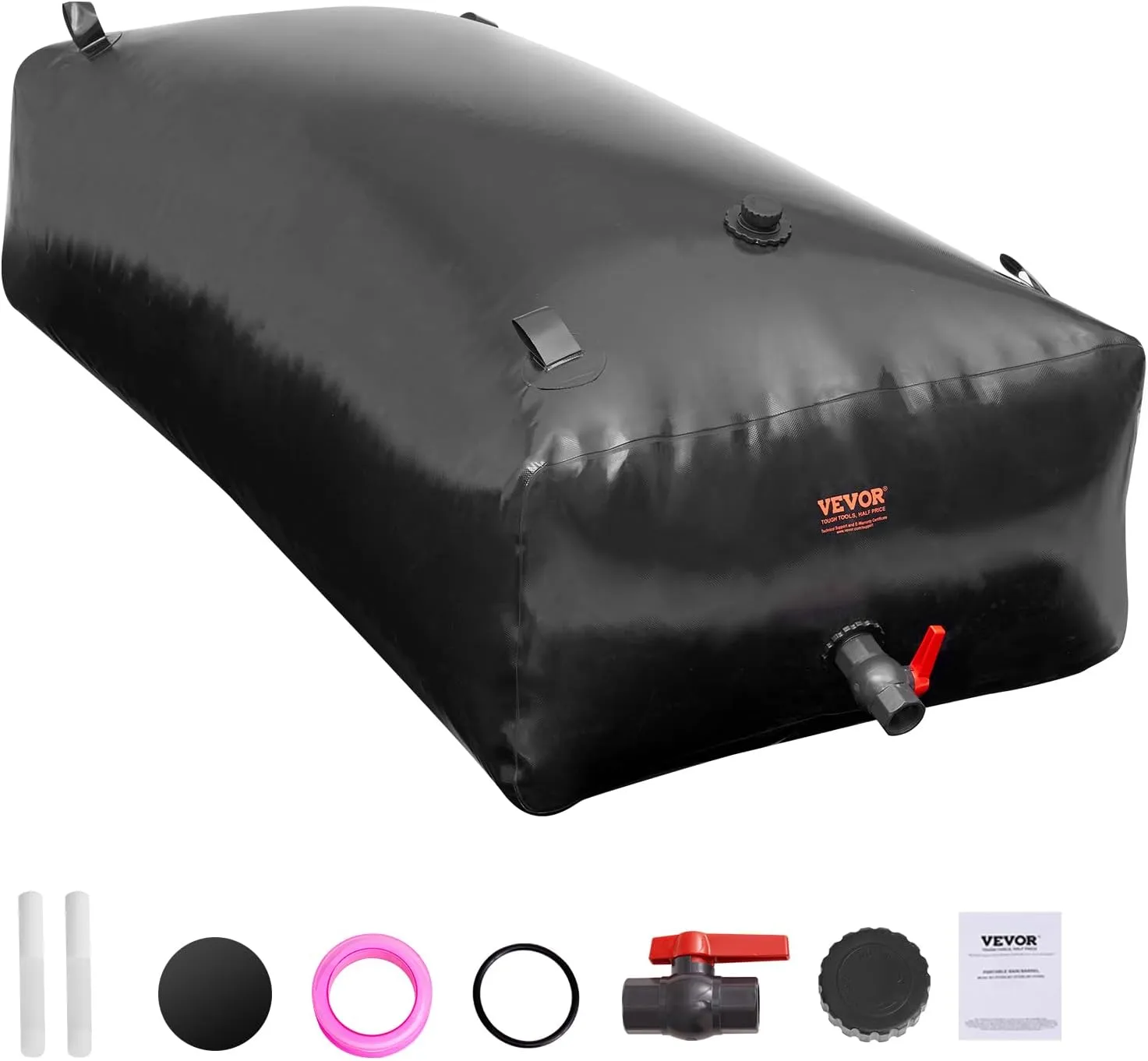 VEVOR 1000L/264 Gallon Collapsible Water Storage Bladder, 1000D PVC Material, Large Capacity Soft Water Bag, Portable, Fire Prevention, Camping, Emergency