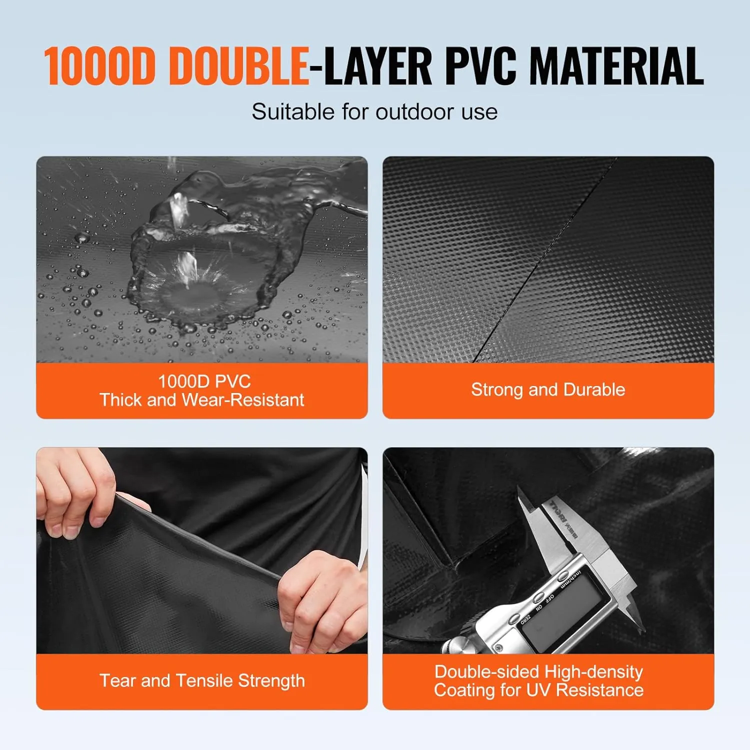VEVOR 1000L/264 Gallon Collapsible Water Storage Bladder, 1000D PVC Material, Large Capacity Soft Water Bag, Portable, Fire Prevention, Camping, Emergency