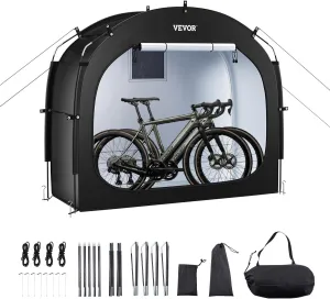 VEVOR Bike Storage Shed Tent, 1-2 Bikes, Outdoor Spacious Bike Storage Sheds with Ventilated Window, Waterproof Easy-to-Install Bike Tent with High Strength Fiberglass & Dual Zippers, Fit for Bicycle