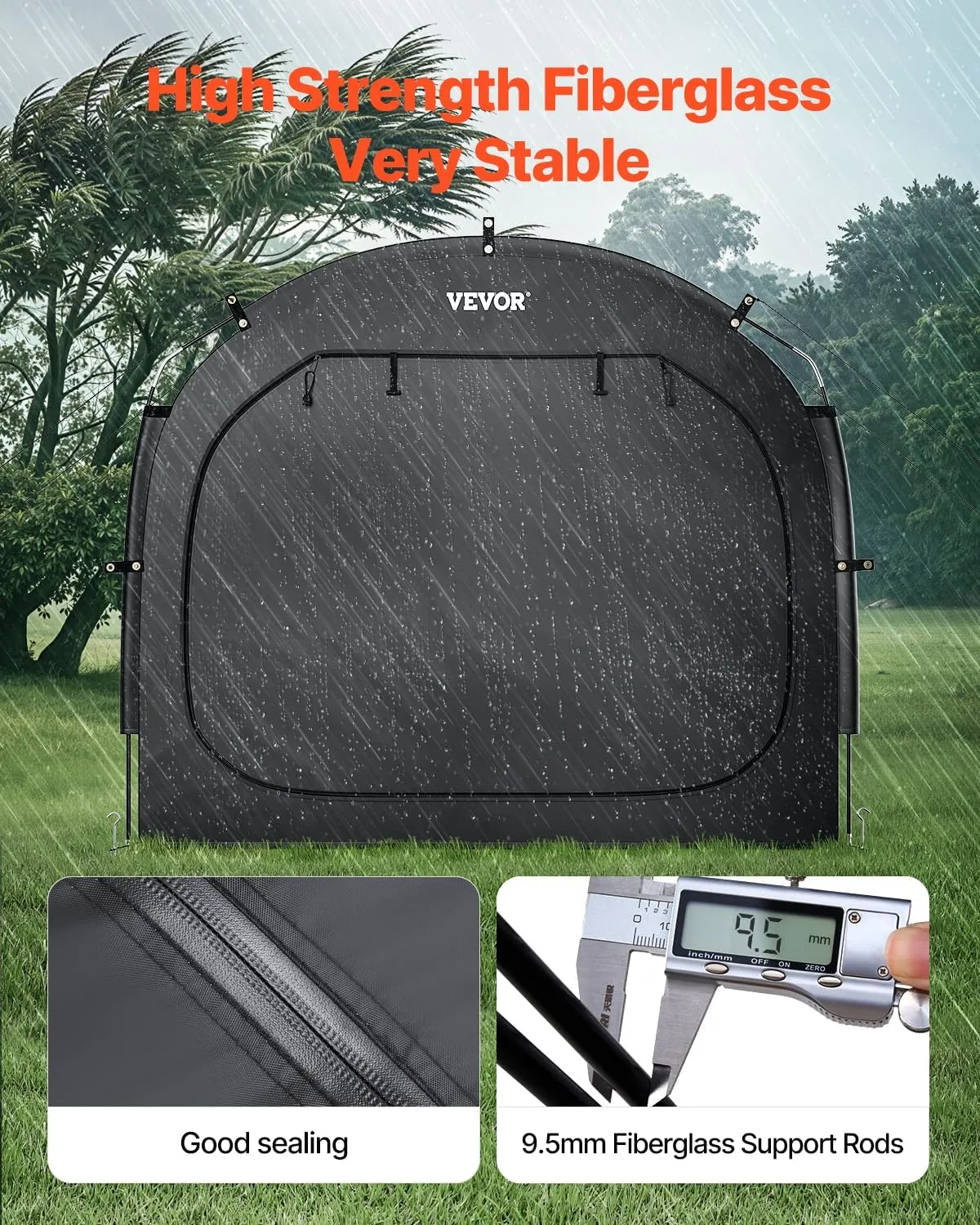VEVOR Bike Storage Shed Tent, 1-2 Bikes, Outdoor Spacious Bike Storage Sheds with Ventilated Window, Waterproof Easy-to-Install Bike Tent with High Strength Fiberglass & Dual Zippers, Fit for Bicycle