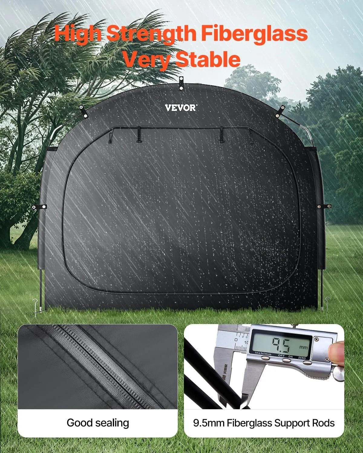 VEVOR Bike Storage Tent, 5 Bikes, Outdoor Spacious Bike Storage Tent with Ventilated Window, Waterproof Easy-to-Install Bike Tent with High Strength Fiberglass & Dual Zippers, Fit for Bicycle