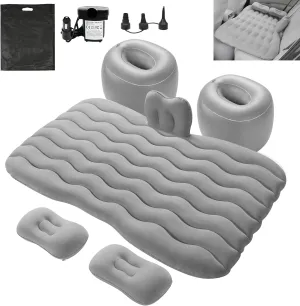 Vextone Inflatable Air Mattress Rear Back Seat Car Bed - PVC Thickened Travel Camping Air Mattress for Small Cars, Gray Sleeping Car Mattress - Universal Fit, with Pillows, Piers, Repair Pad