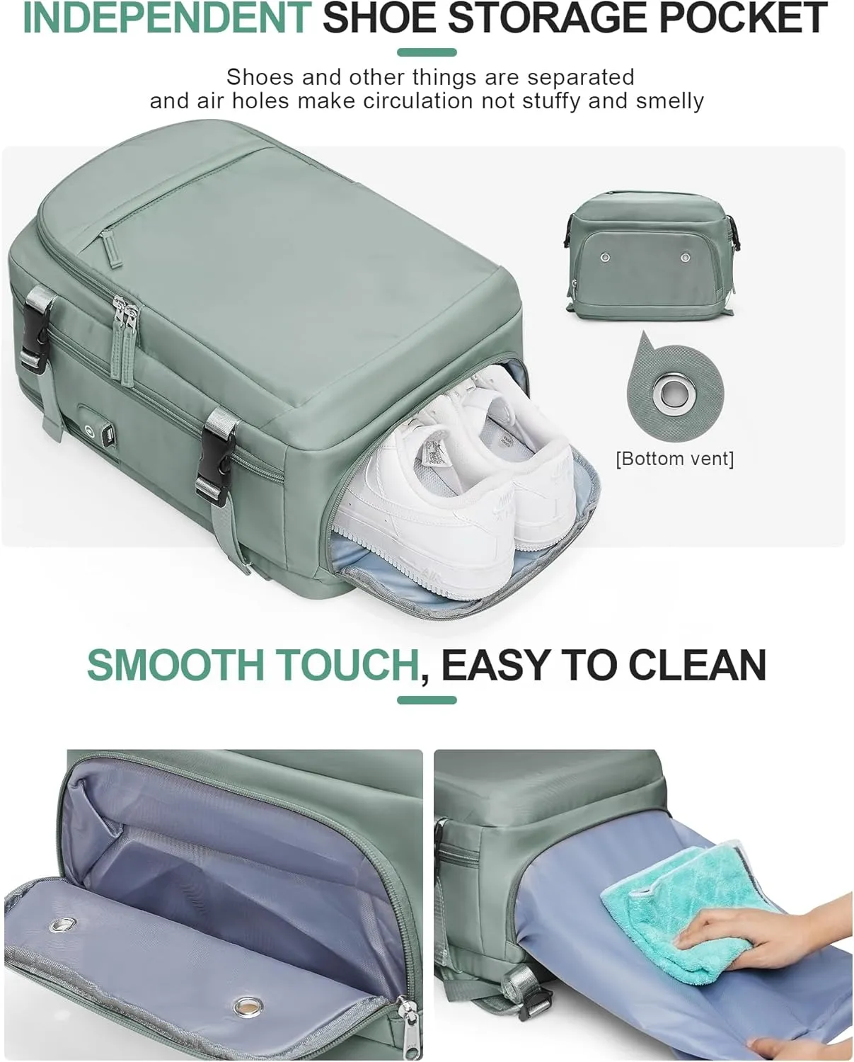 VGCUB Travel Backpack for Women Men Large Work Gym Frontier Airlines Personal Item Bag Business Airport lightweight Daypack Carry on Flight Approved Airplane Backpack Mochilas de Viaje Dark Green