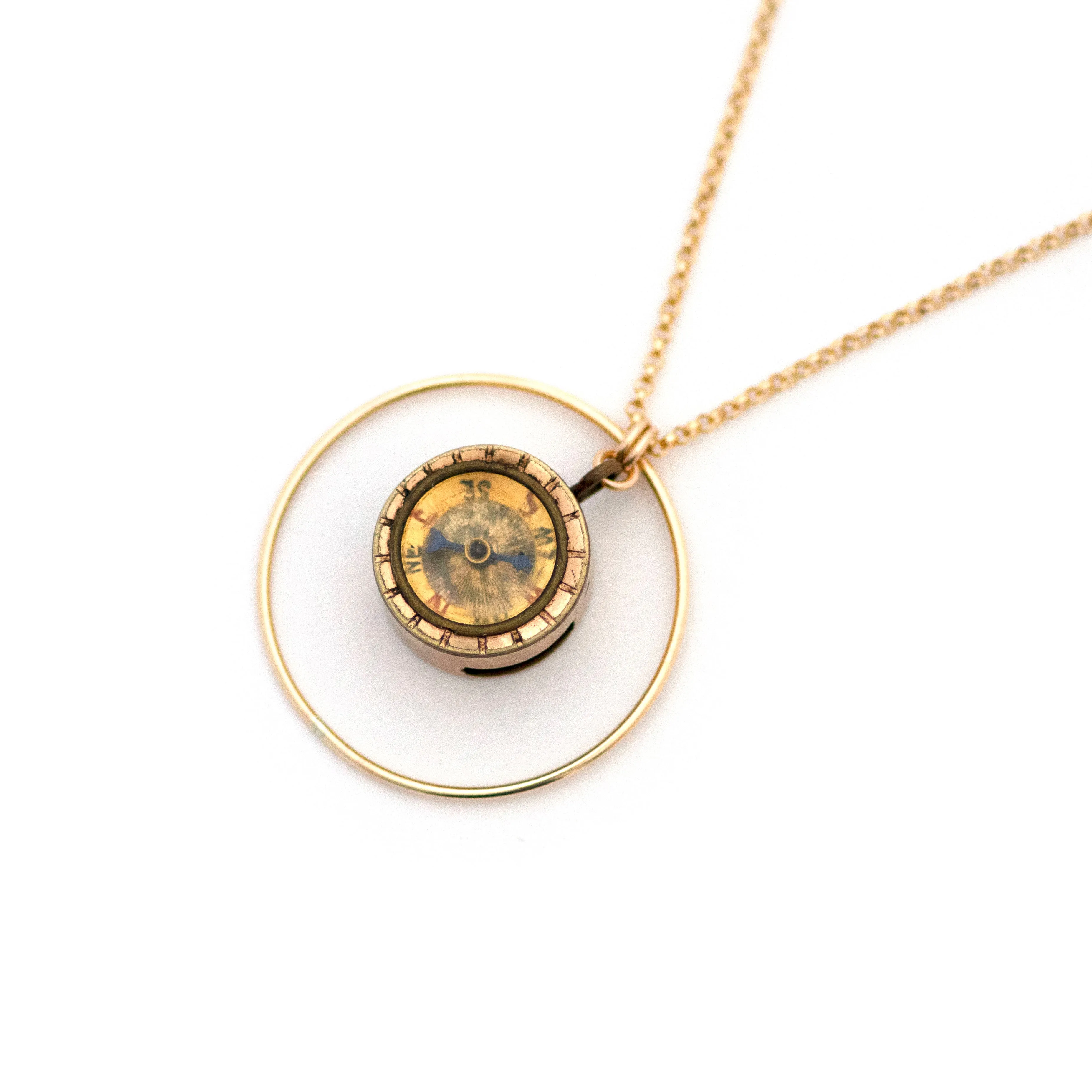 Victorian Circle Compass Watch Fob Necklace