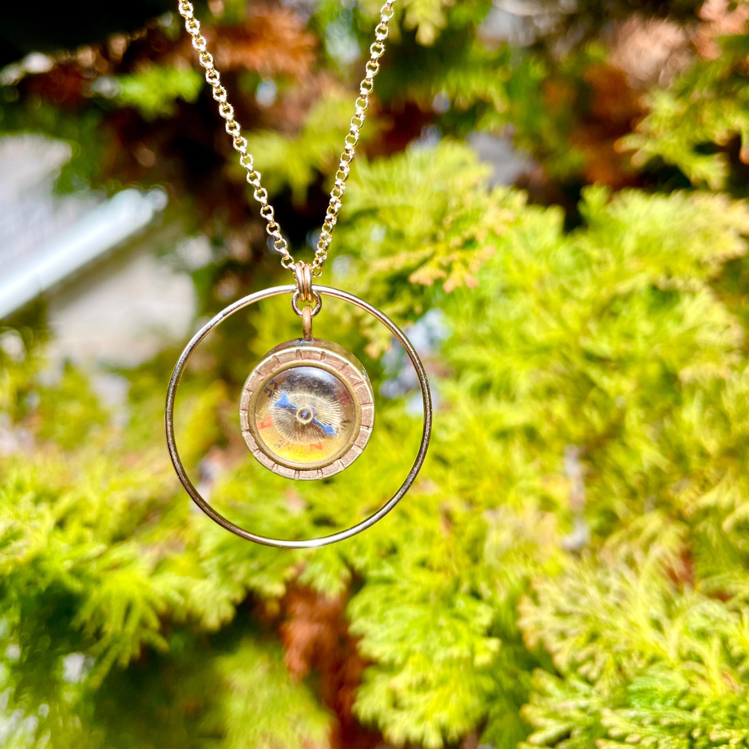 Victorian Circle Compass Watch Fob Necklace