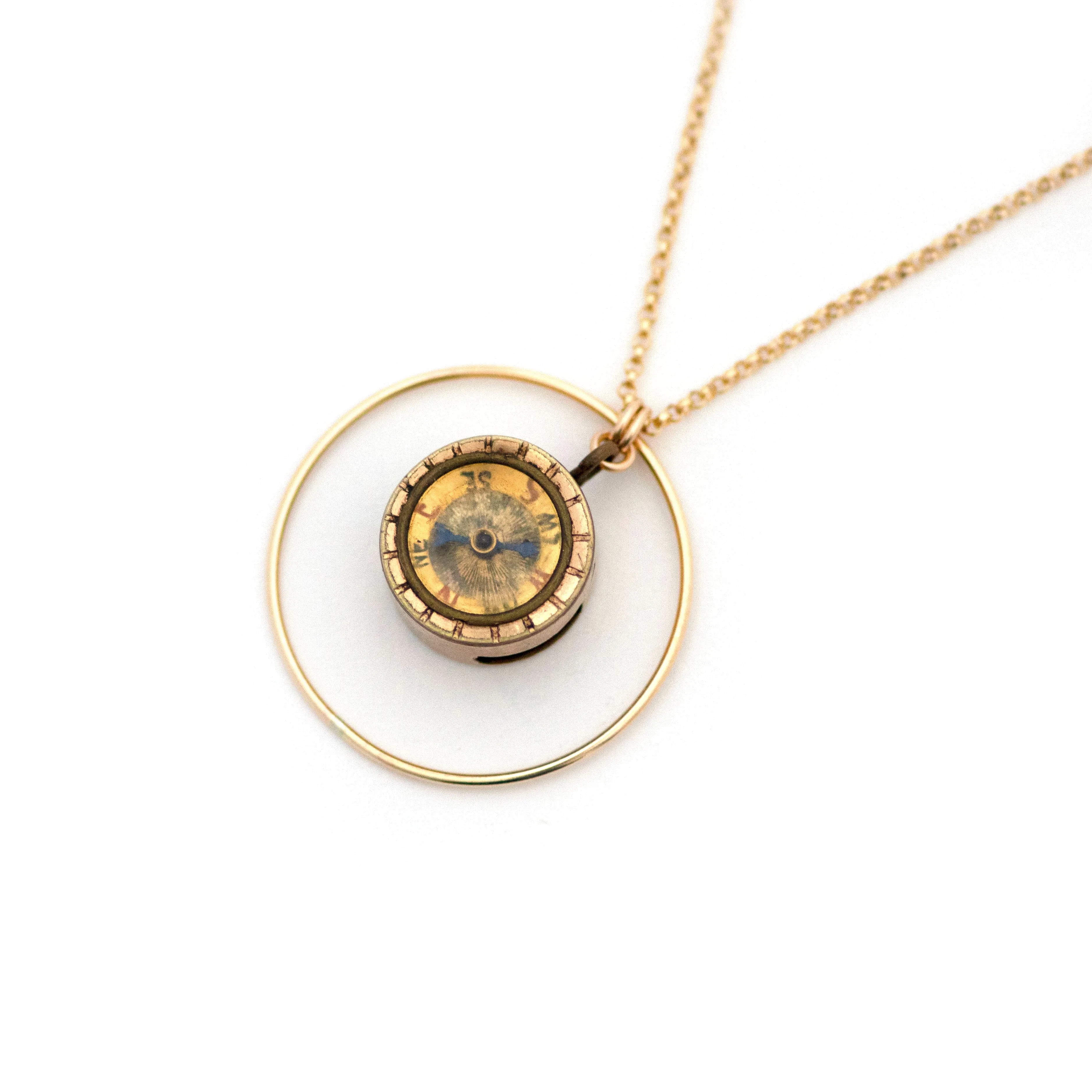 Victorian Circle Compass Watch Fob Necklace