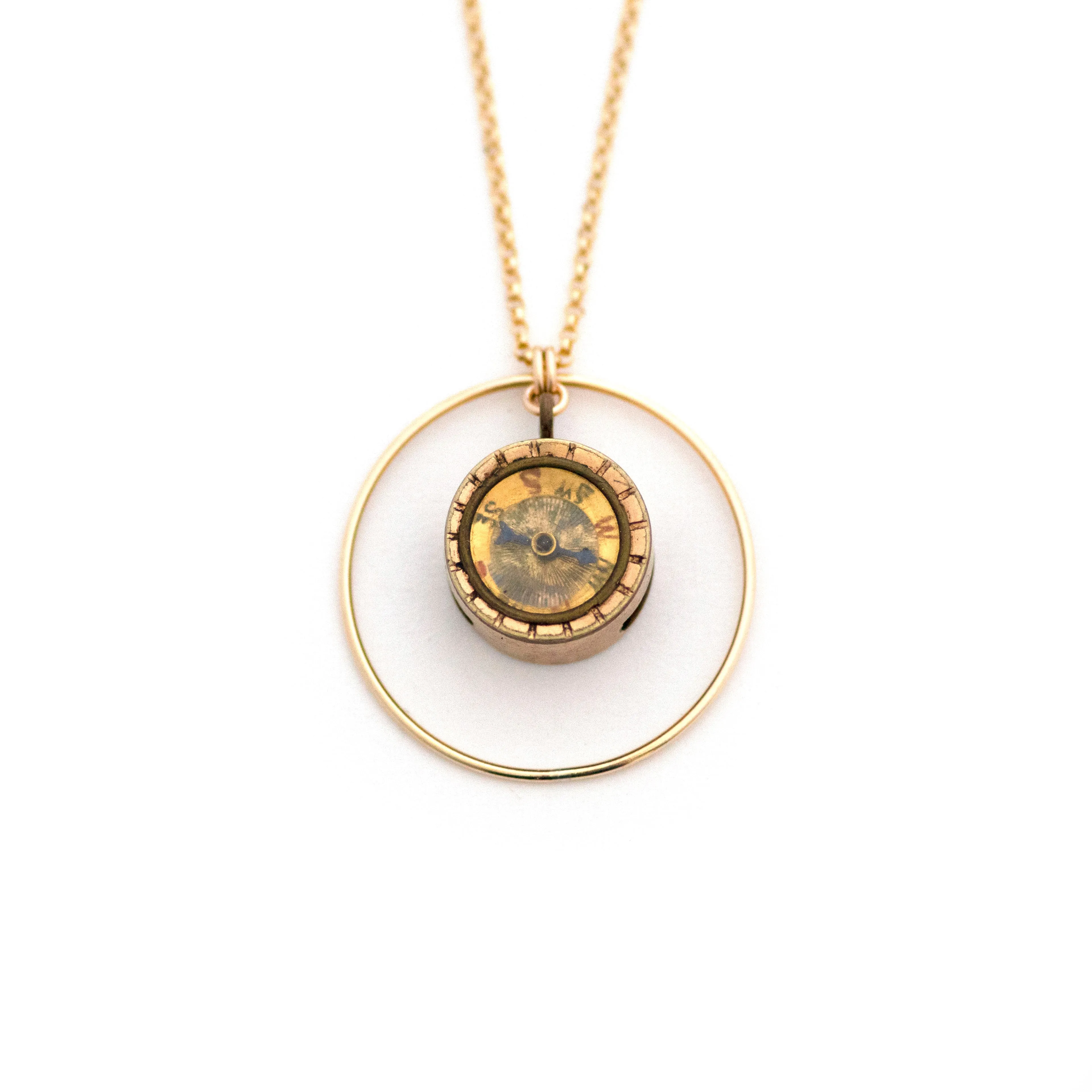 Victorian Circle Compass Watch Fob Necklace