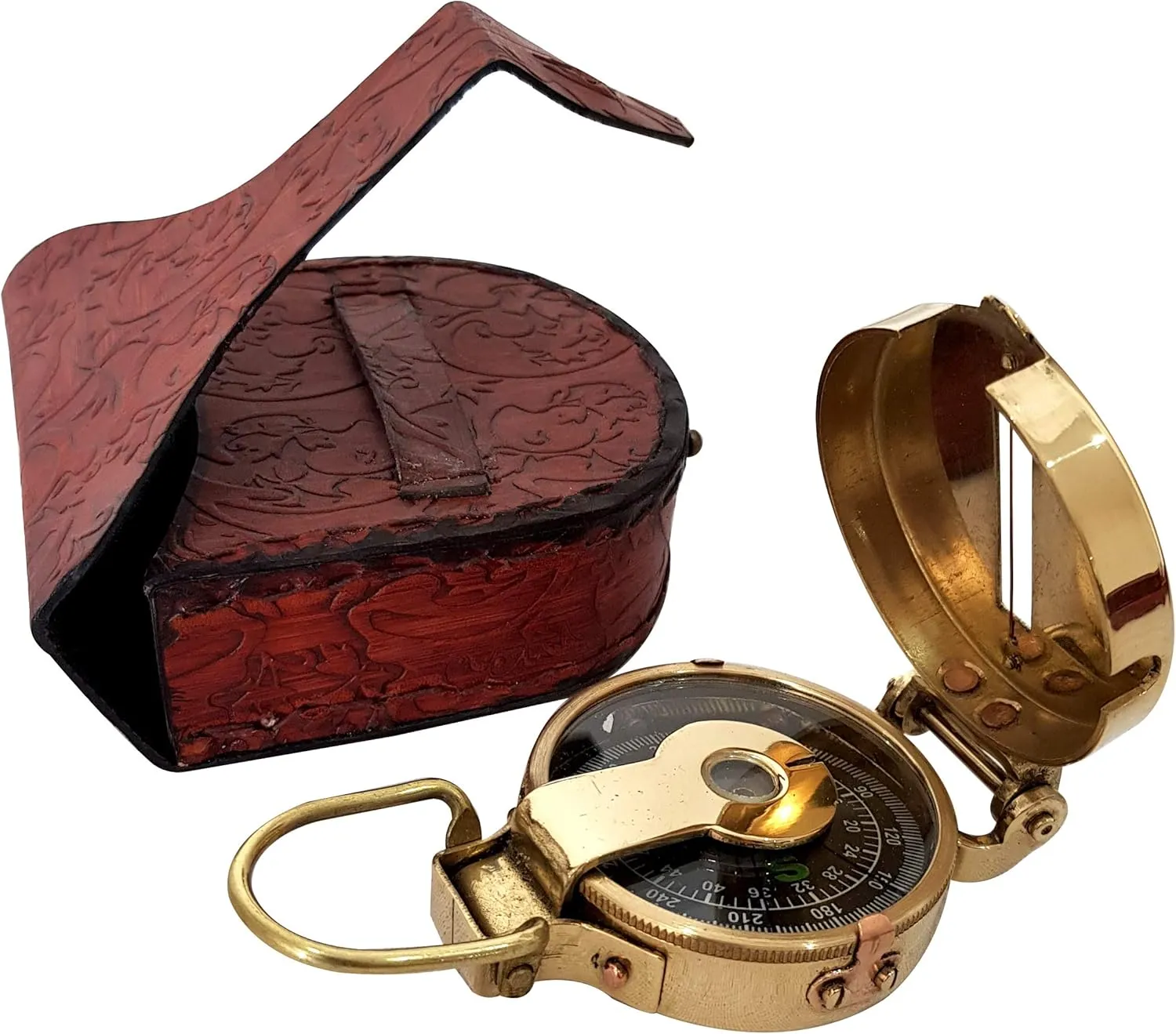 Vintage Military Engineer Brass Lensatic Compass – Outdoor Camping & Hiking Gear, Durable Navigation Tool for Survival & Adventure
