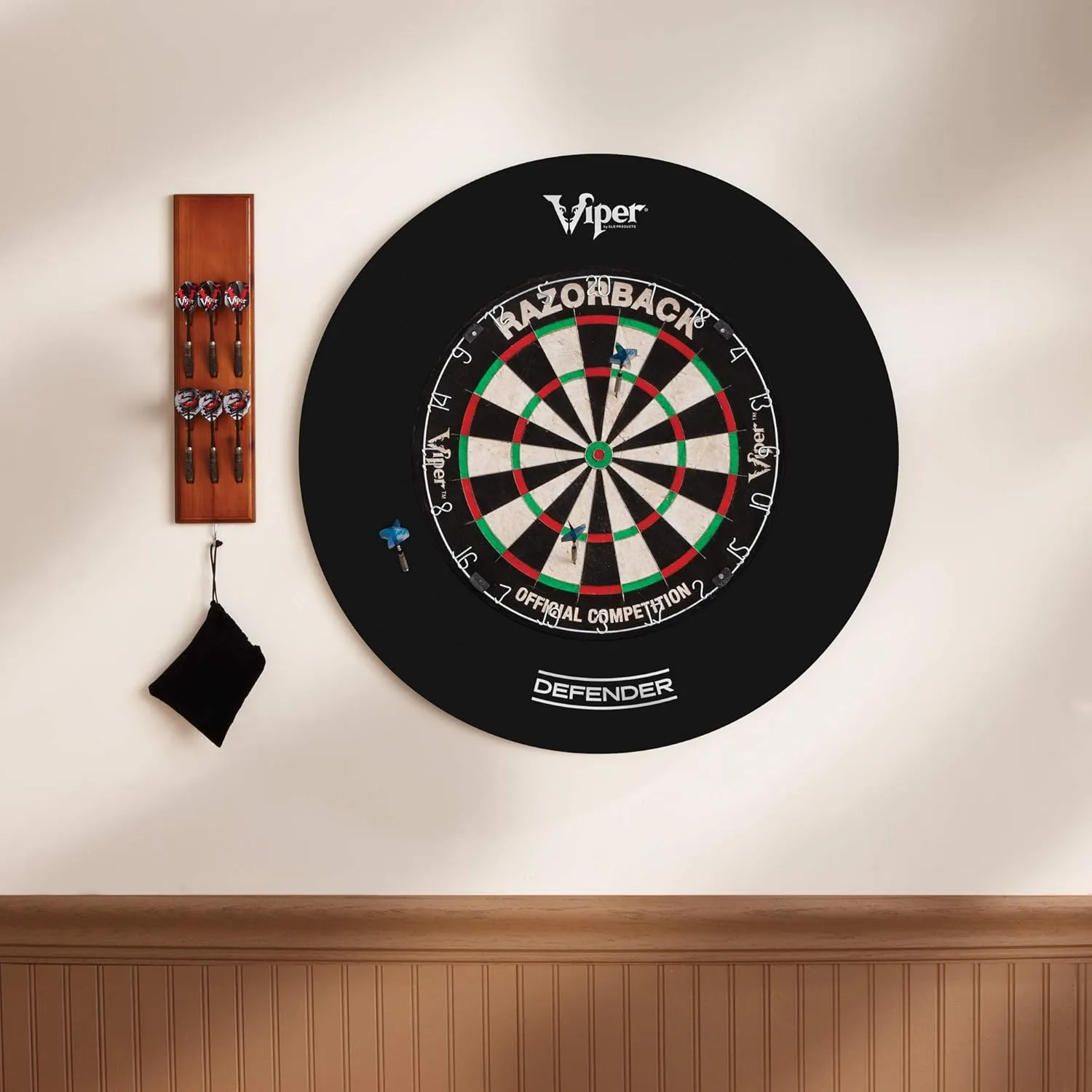Viper Defender Backboard & Sisal/Bristle Steel Tip Dartboard Bundle
