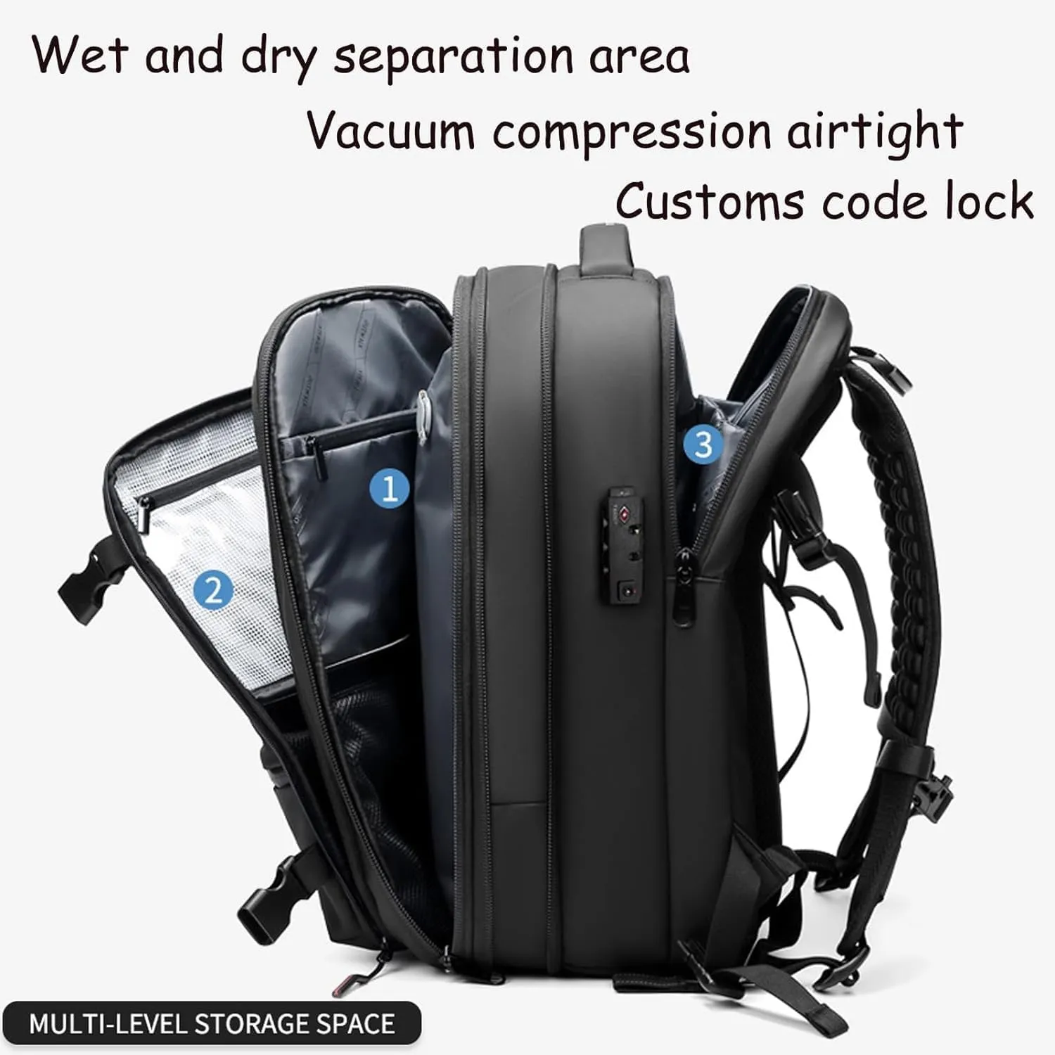 Voyagevac Backpack, 2025 Upgraded 60l Expandable Backpack with Vacuum Compression (Gray 2.0)