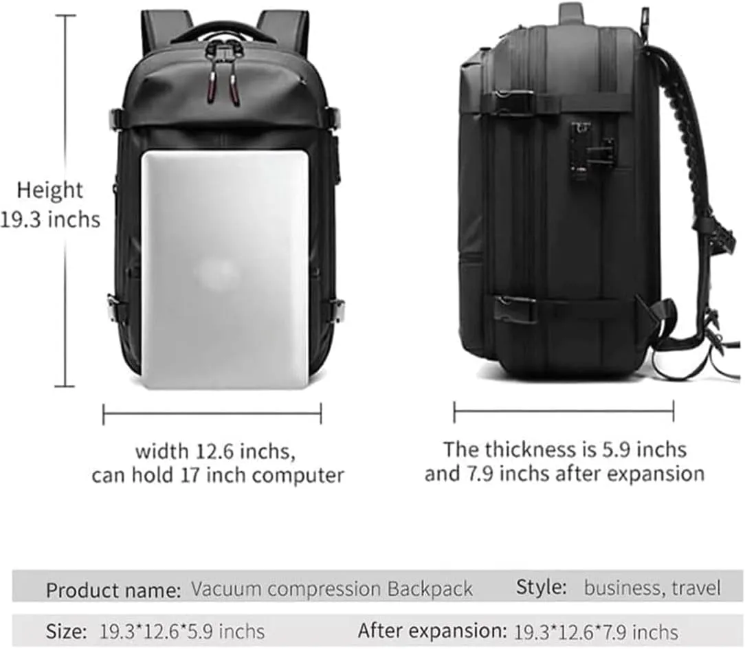 Voyagevac Backpack, 2025 Upgraded 60l Expandable Backpack with Vacuum Compression (Gray 2.0)