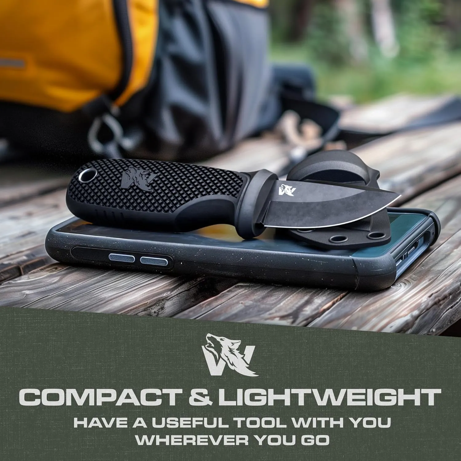 W-MINI - EDC Neck Knife with Sheath and Necklace - Small EDC Fixed Blade Knife Necklace and Belt Clip - Pocket Fixed Blade Knives - Full Tang Neck Knife with Sheath Tactical and Fire Starter
