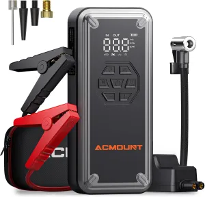 W160 Jump Starter with Air Compressor, 5000A Car Jump Starter 150PSI Tire Inflator, 12V Car Battery Jumper Pack for Up to 9.0 Gas/8.0L Diesel, Portable Air Pump with LCD Display & LED Light