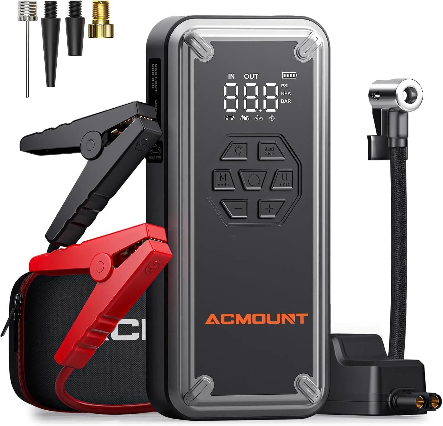 W160 Jump Starter with Air Compressor, 5000A Car Jump Starter 150PSI Tire Inflator, 12V Car Battery Jumper Pack for Up to 9.0 Gas/8.0L Diesel, Portable Air Pump with LCD Display & LED Light