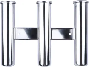 Wall Mounted Fishing Rod Holder, Stainless Steel 3 Linked Tubes Vertical Fishing Pole Holder, Holds 3 Rods for Marine Boat Yacht