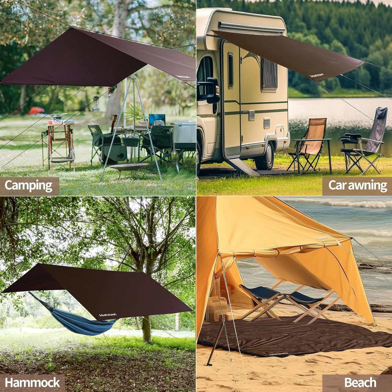 Waterproof Camping Tarp - 10X10ft Hammock Rain Fly, Ultralight & Portable & UV Protection Backpacking Tarp, Multifunctional for Outdoor Adventure, Hiking, Tent, Hammock