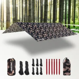 Waterproof Camping Tarp - 10X13ft Hammock Rain Fly, Ultralight & Portable & UV Protection Backpacking Tarp, Multifunctional for Outdoor Adventure, Hiking, Tent, Hammock