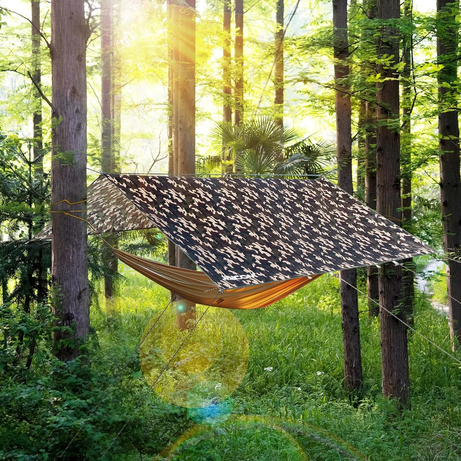 Waterproof Camping Tarp - 10X13ft Hammock Rain Fly, Ultralight & Portable & UV Protection Backpacking Tarp, Multifunctional for Outdoor Adventure, Hiking, Tent, Hammock