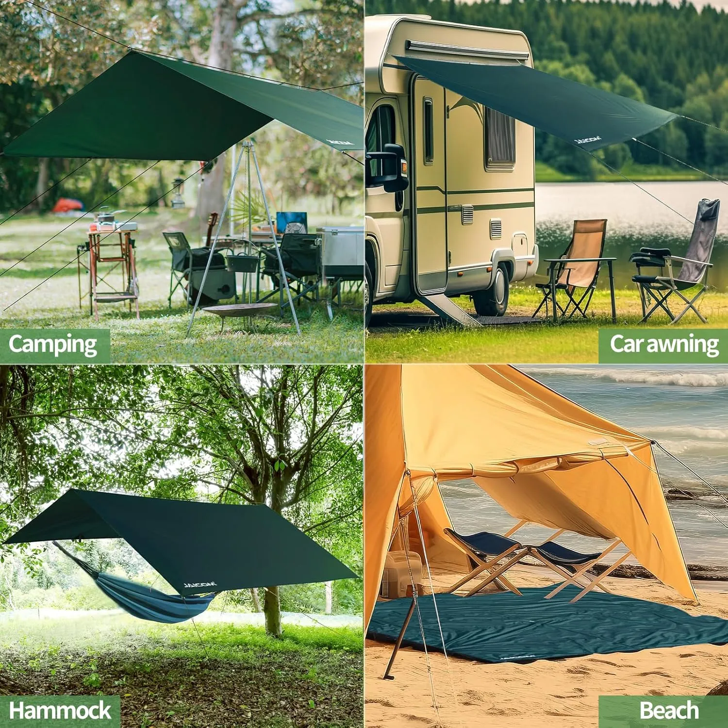 Waterproof Camping Tarp - 10X16.4ft Hammock Rain Fly, Ultralight & Portable & UV Protection Backpacking Tarp, Multifunctional for Outdoor Adventure, Hiking, Tent, Hammock