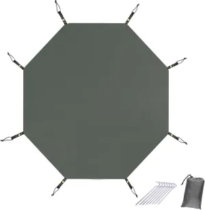 Waterproof Camping Tarp, Tent Footprint, Heavy Duty Ground Sheet Mat, Octagon Grey 151x137in
