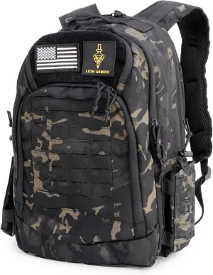 Waterproof Tactical Laptop Backpack, 45L, Sport Model (Black Camouflage)