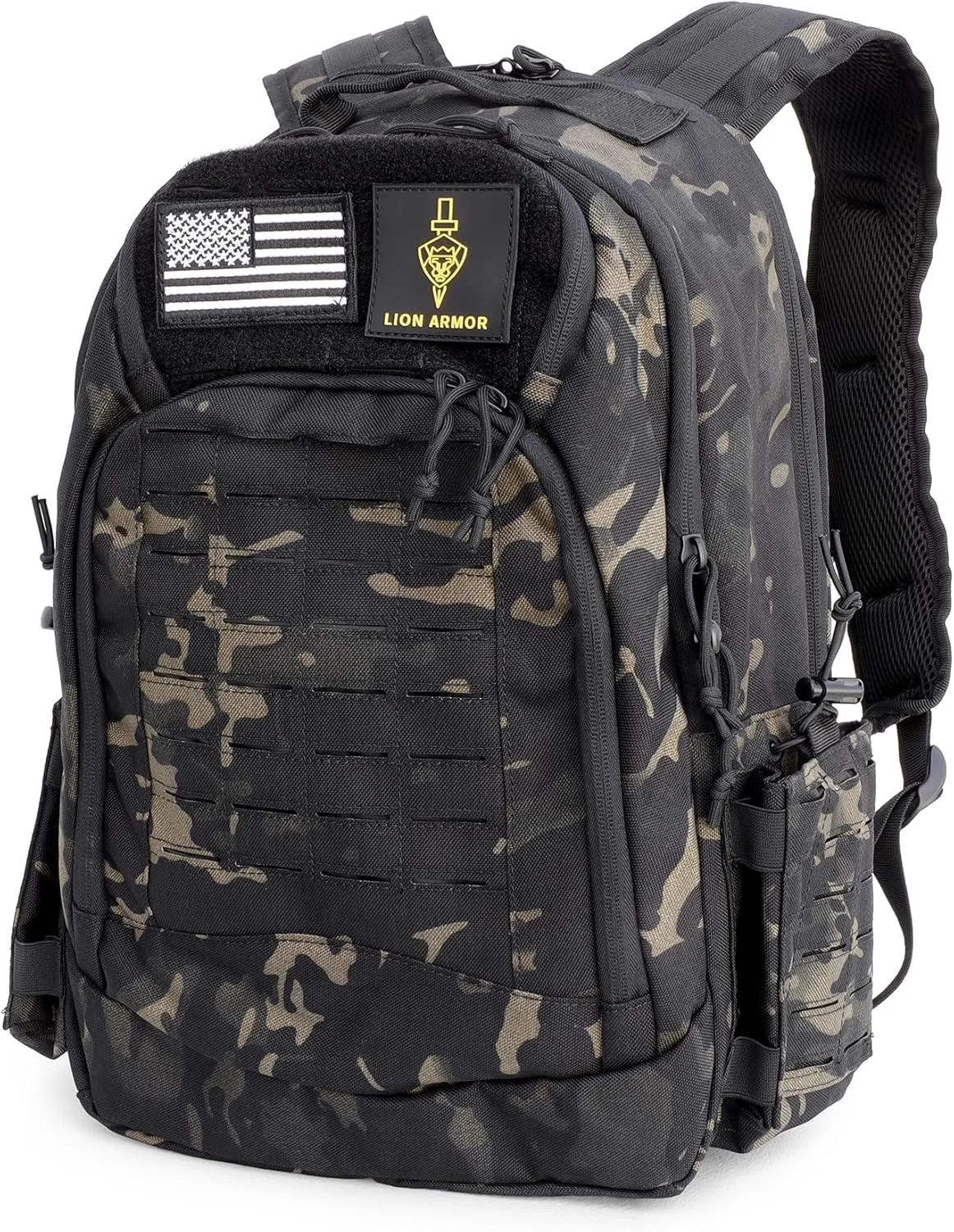 Waterproof Tactical Laptop Backpack, 45L, Sport Model (Black Camouflage)